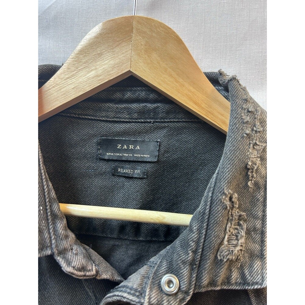 Christian Battle Jacket Black Rock Jean Button Up Patches Jesus Mens XL Distress - Picture 4 of 8